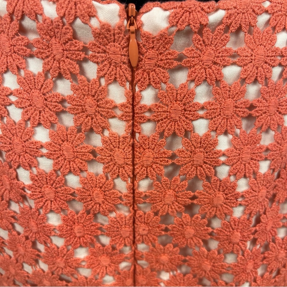 Talbots Crochet Lace Lined Pencil Skirt Daisy Coral Pink Orange Size 6 EUC - Picture 5 of 10